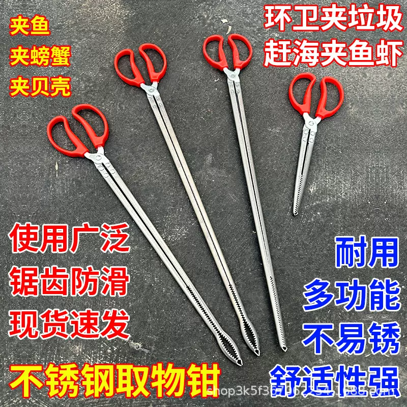 泥鳅黄鳝鳝鱼夹不锈钢钳子防滑神器螃蟹龙虾工具加长取物赶海夹子