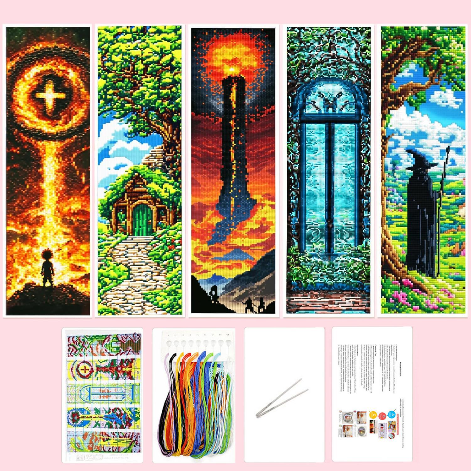 Marcapáginas de fantasía con punto de cruz de la Mona Lisa, bordado a mano de alta gama, regalo creativo cultural, producto disponible para envío transfronterizo