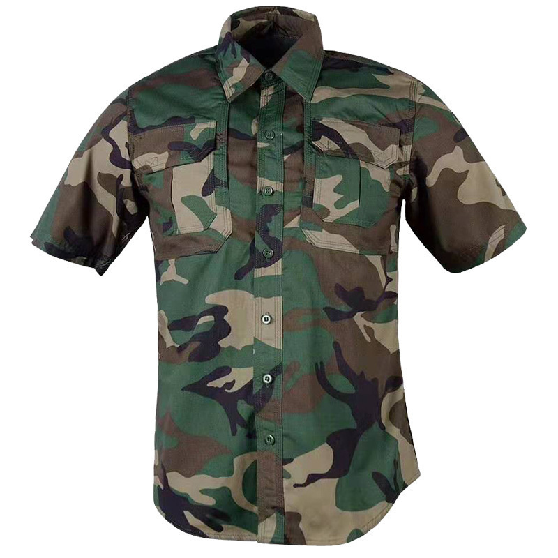 Táctica al aire libre camisa de manga corta de verano viajero ropa de camuflaje transpirable bolsillo 511 camisa camisa superior caqui hombre