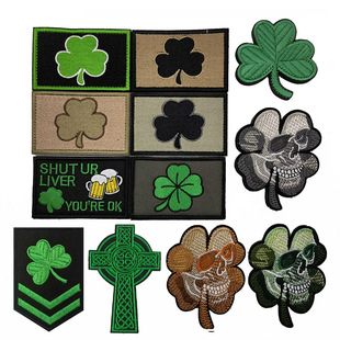 Haike Outdoor Cross-border in stock Skull Flower Embroidered Armband Velcro Three Leaves Plant Outdoor Backpack Sticker