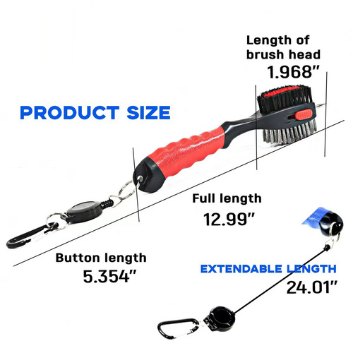 New Golf Cleaning Brush Golf Club Dual-Sided Brush Stainless Steel Bristle Club Cleaning Brush Factory Wholesale