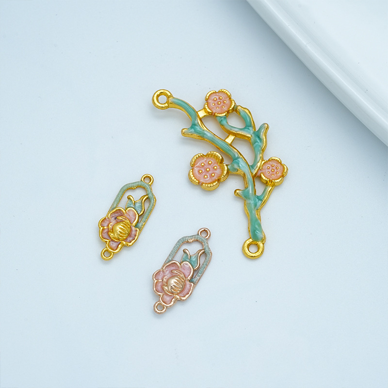diy饰品配件 合金五瓣花托帽花蕊珠托古风发簪头饰手作材料|undefined