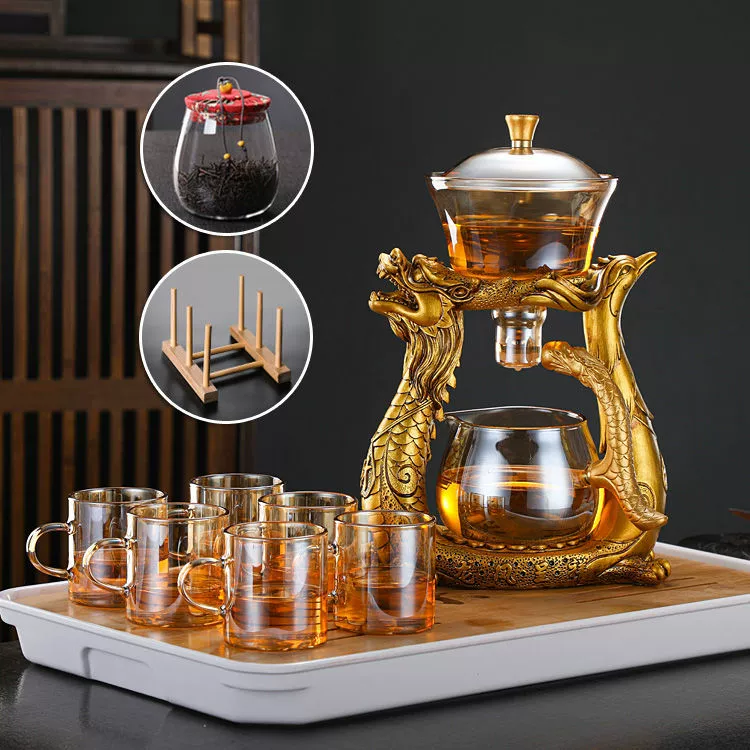 Teapot, creative glass set for home use, dragon and phoenix
