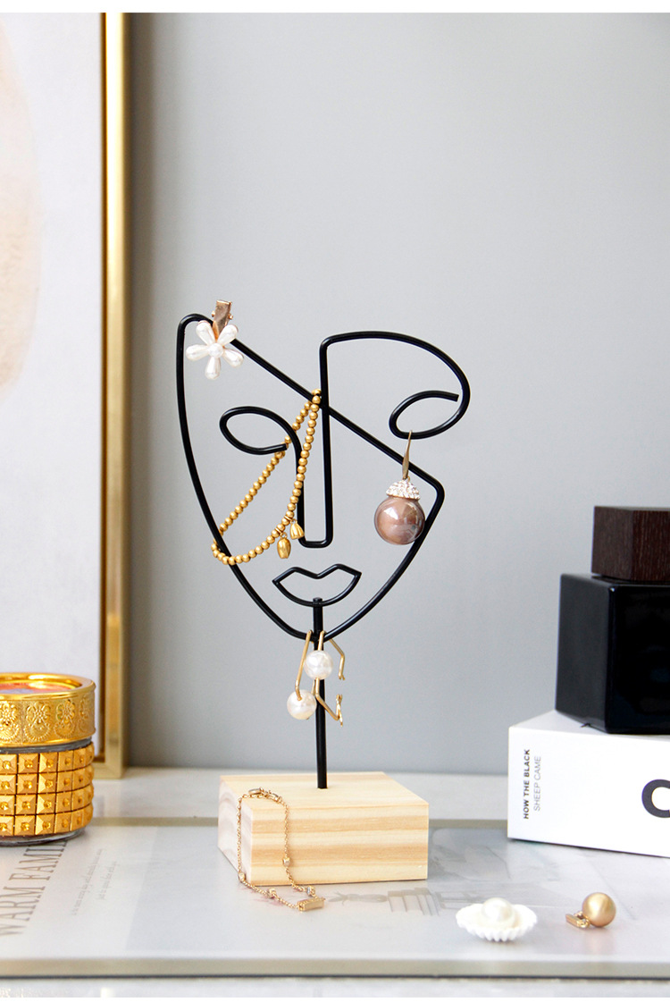 180g Weight Jewelry Rack Classification 1 Piece Quantity Iron Material Human Face Pattern Nordic Style, Modern Style Style Nordic Style Modern Style Human Face Iron Jewelry Rack 2