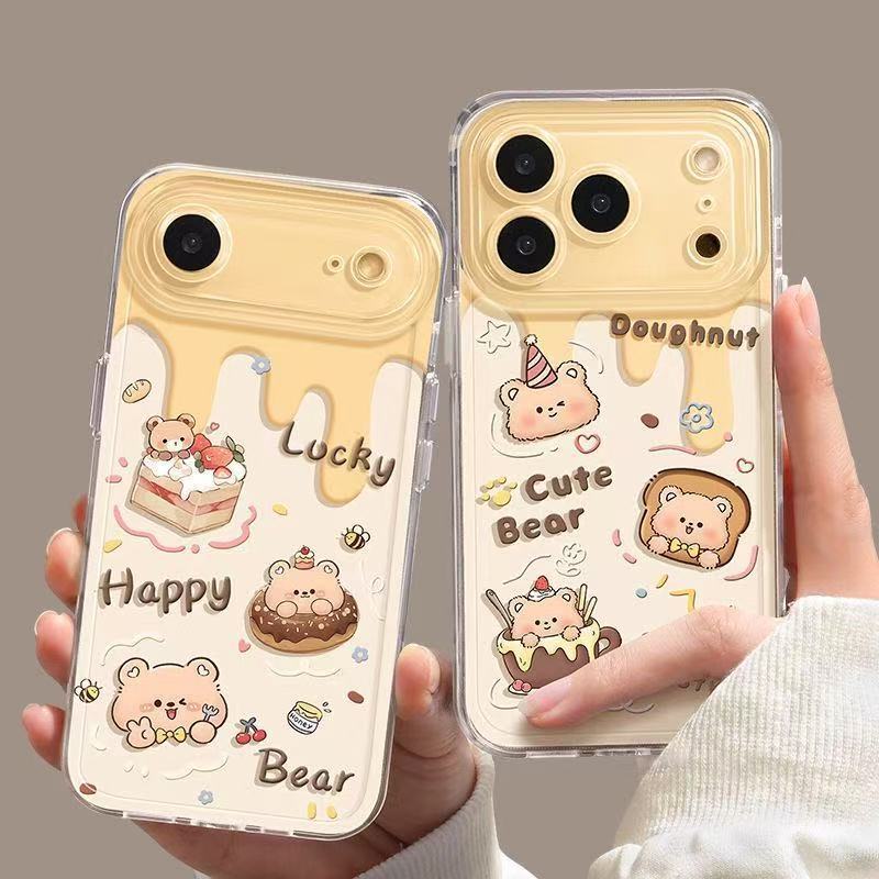 Cake Bear Suitable for Apple 17Promax Mobile Phone Case Anti-Fall Iphone16 Transparent 15 European and American 14 All-Inclusive 13