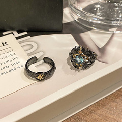 復古中性風新款圓幣開口戒指小眾痞帥時尚個性氣質疊戴潮酷指環