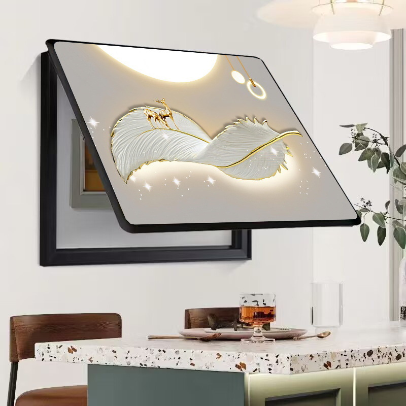 Caja de medidor, pintura decorativa, oclusión, caja de interruptor sin agujeros, caja de distribución, sala de estar, comedor, pintura de porcelana de cristal, simplicidad moderna, lujo ligero