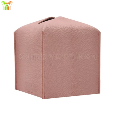 Tissue Cover Small Square Leather | Car tissue box/set - pink