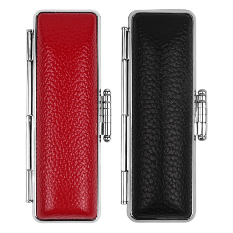 Caja de sello de marca Jingting exportado a Japón Corea del Sur de bambú rojo cuero sintético sello redondo japonés Taiwán sello caja