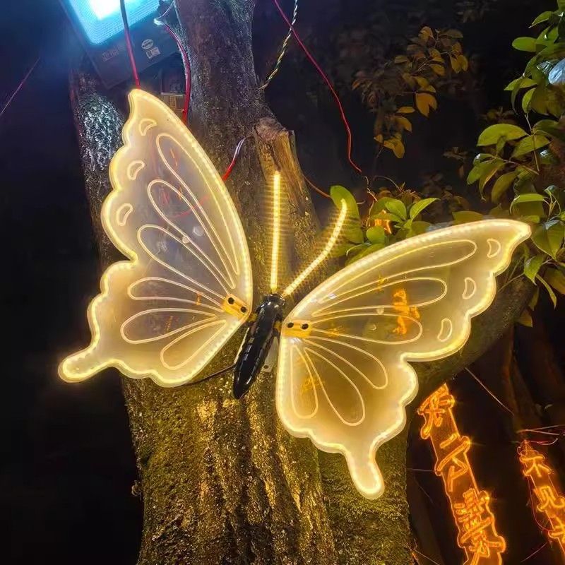 Navidad atmósfera al aire libre impermeable iluminación dinámica mariposa lámpara festiva decoración guía ingeniería decoración iluminación animal