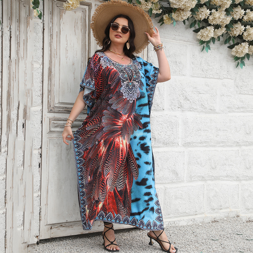 Estilo étnico europeo y americano transfronterizo más el tamaño vestido vacaciones playa ropa traje de baño blusa bikini chaqueta 5D196