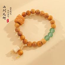 招财猫檀木手串新中式黄药檀手串呆萌猫咪可爱情侣手串手饰批发