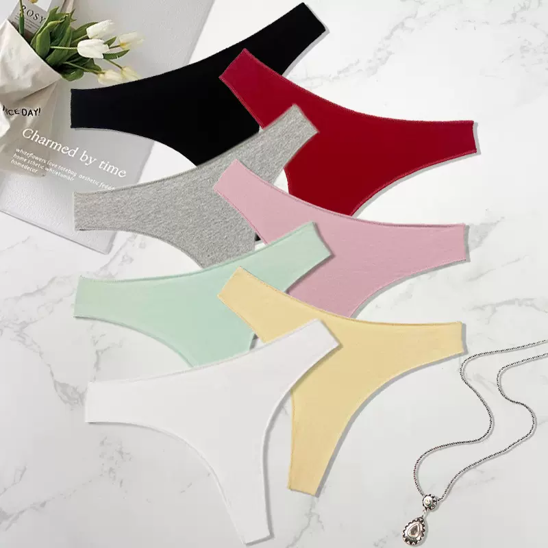 源头工厂新款密线精梳棉女士丁字裤性感欧美女士内裤低腰丁字裤