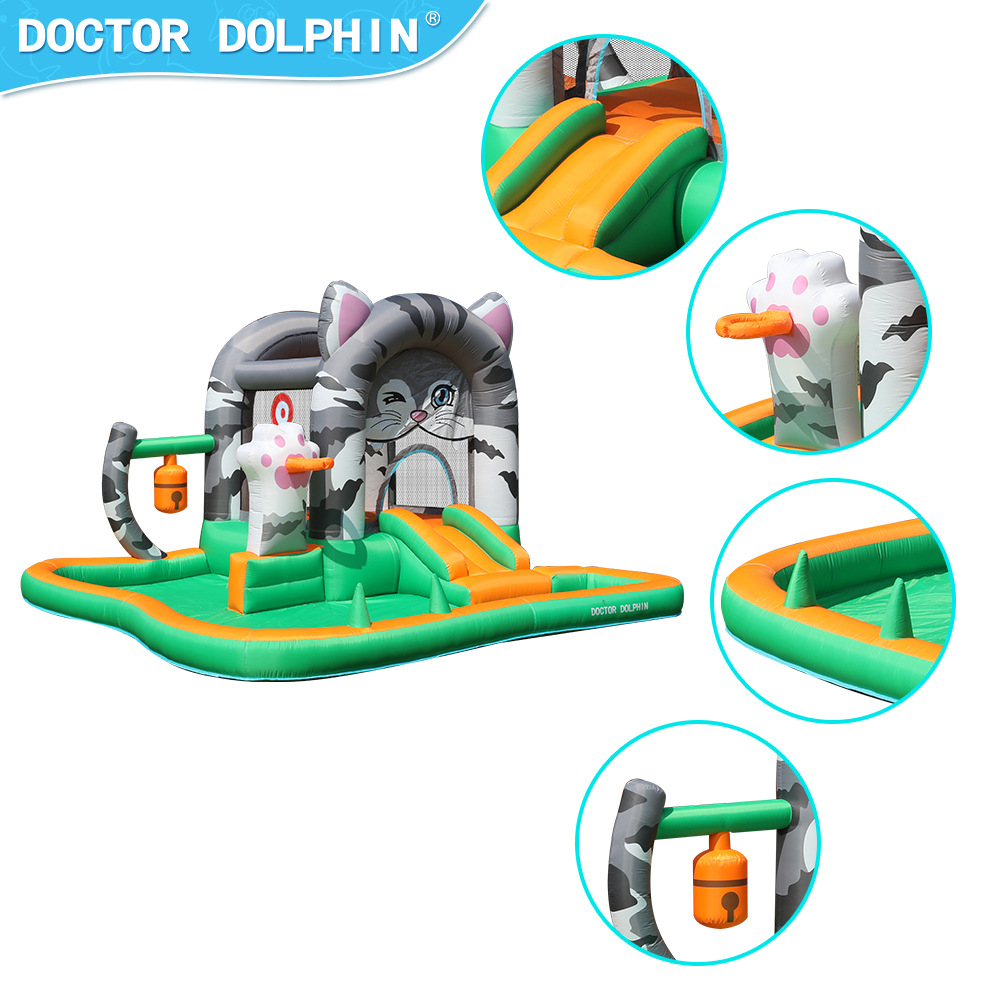 Doctor Dolphin | Castillo inflable infantil interior y exterior para niños pequeña cama de salto inflable para niños gatito cama de salto para niños Castillo