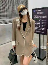 设计感小众流苏奶咖色西装外套女秋装新款感oversize垫肩西服