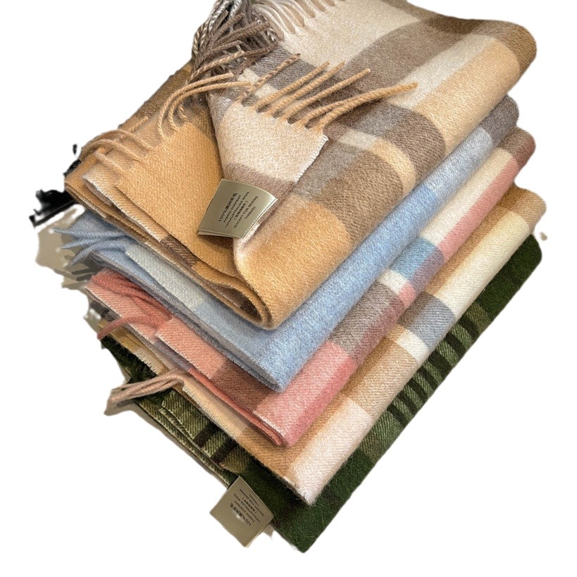 2026 New Year Pure Wool Plaid Scarf British Style for Men and Women, Couple Style, Winter Warm Double-Sided Tassel High-End Scarf
