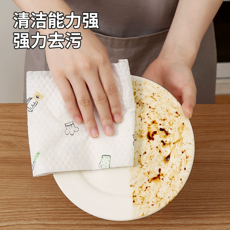 Влажная и сухая ленивая тряпка двойного назначения Бытовые чистящие средства Кухонная бумага Одноразовая ткань для мытья посуды Маслопоглощающее специальное бумажное полотенце