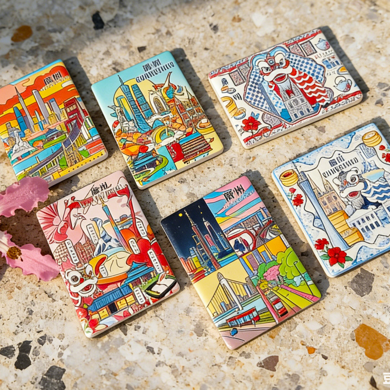 Guangzhou City Ceramic Refrigerator Magnet with Textured Relief Soft Magnetic Cultural and Creative Crafts Tourism Souvenir Collection Gift