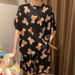 女性用夏の半袖パジャマ、キュートで甘い漫画の半袖プラスサイズのレディースレターガールホームウェア薄手のスーツ