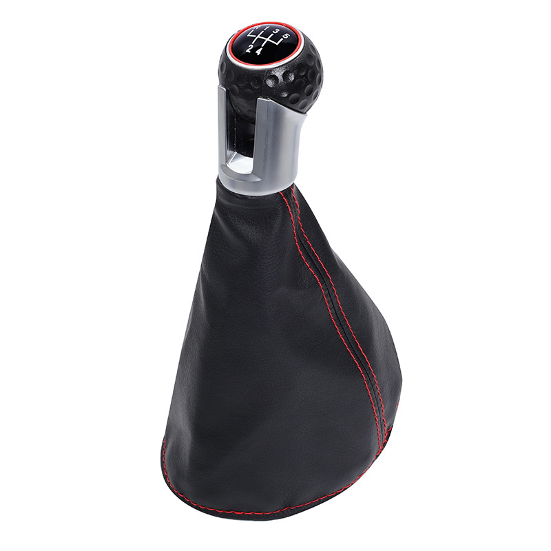 Transfronterizo aplicable a Volkswagen 5 / 6 cambio de velocidad cabeza de mano bola de marchas de costura roja cubierta de polvo accesorios interiores image 2
