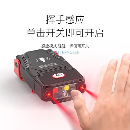 Shark fin sensor clip-on headlamp, high-intensity outdoor super bright fishing light, ultra-light portable headlamp, night running light