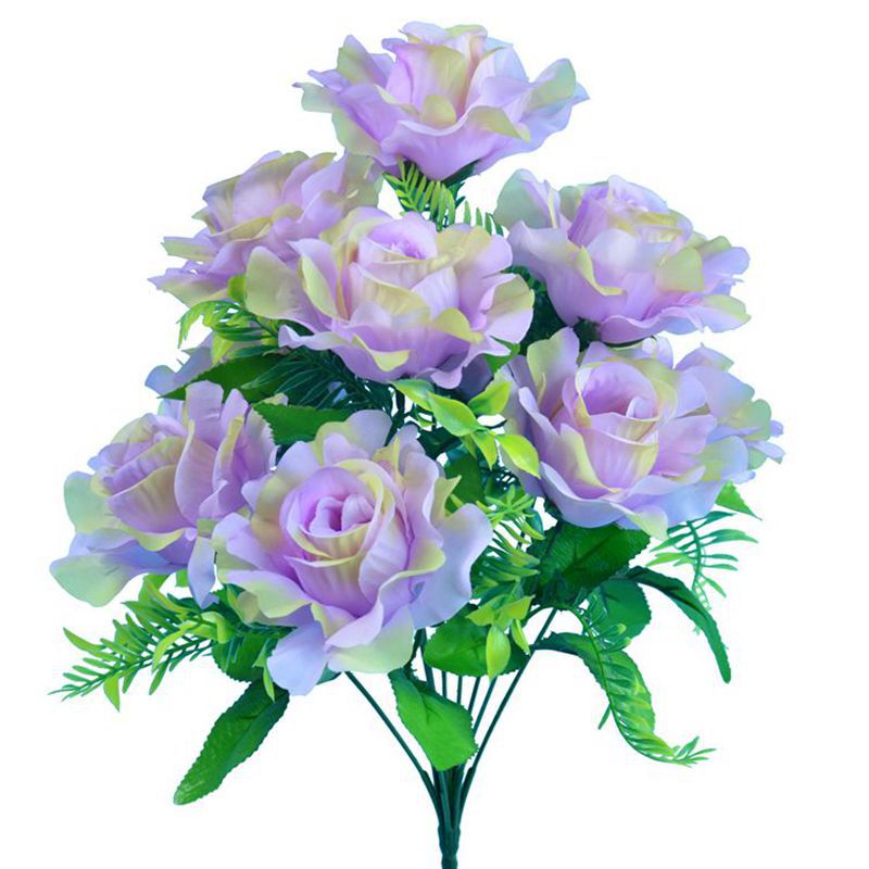 Fábrica de flores de imitación personalizada al por mayor de rosas 10 flores de seda de borde roto botella de rosas decorativa flor de flores falsas ramo