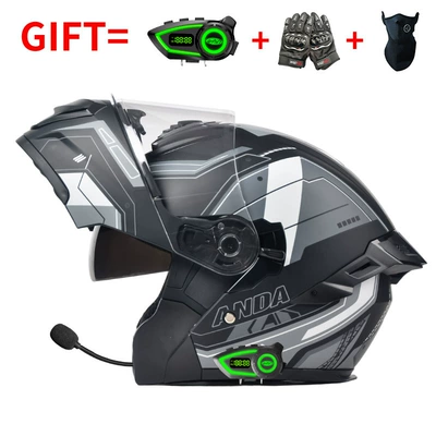 Motosiklet kaskı (dəbilqə) – Factory - bluetooth-model-matt-black-mecha-hd-mirror-m-size-55-56-head-circumference