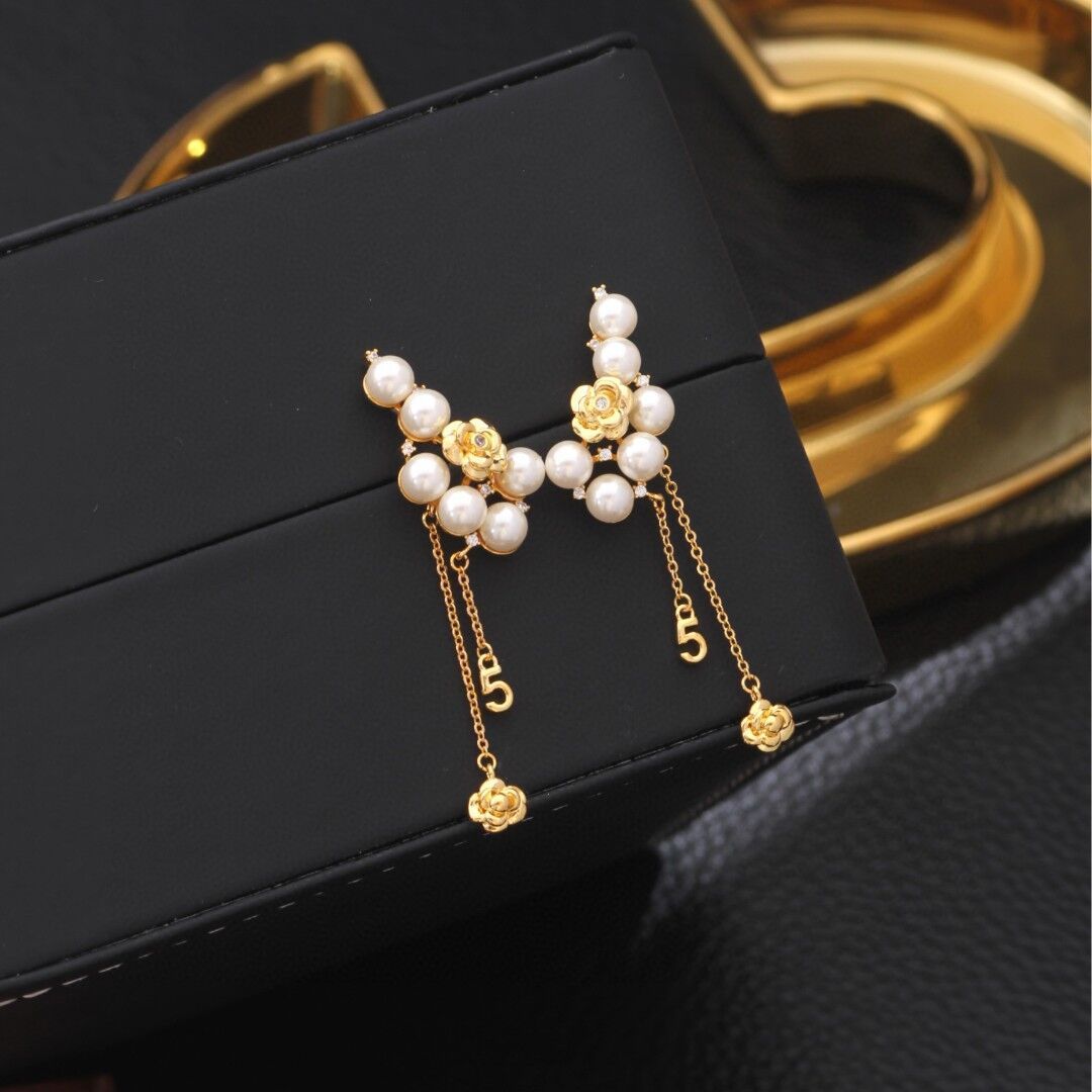 《高版本不掉色18k金厚度0.05+電泳+拋數++4》數字小5珍珠耳環