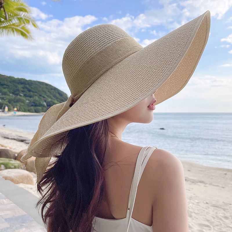 Beach Straw Hat for Summer, Large Brim Sun Hat for the Seaside, Sun Protection Vacation Hat, Foldable Sun Hat