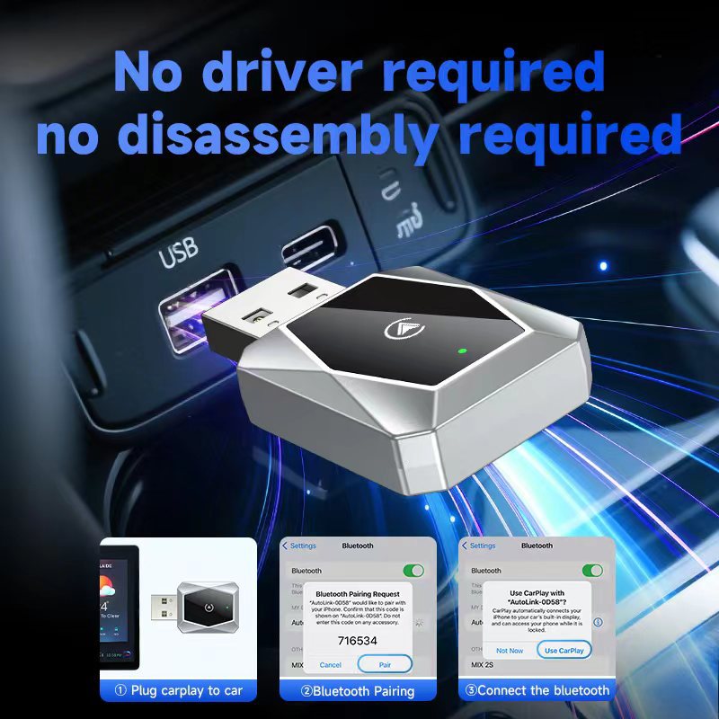 Cross-Border Android Auto Car Navigation Wired to Wireless Apple Carplya Car Converter Aibox Box