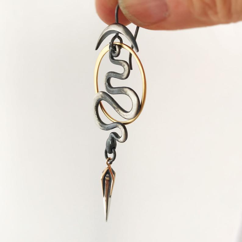 1 Pair Retro Snake Alloy Plating Women's Drop Earrings display picture 4