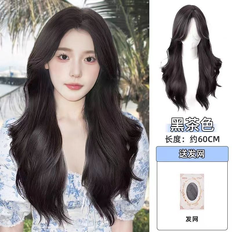 Ruolan Xuchang 女性用ウィッグ、フルヘアスタイル、大きなウェーブのかかったロング巻き毛、ファッショナブルでナチュラルなフルウィッグ、巻き毛、フルヘッドギア|undefined