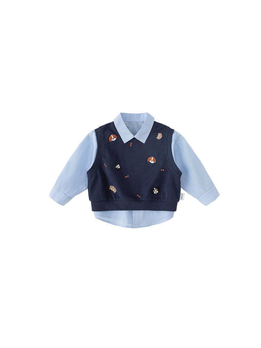 Youbao ropa para niños tops de primavera para niños chaleco de punto traje de primavera para niños camisa a rayas traje de dos piezas de moda
