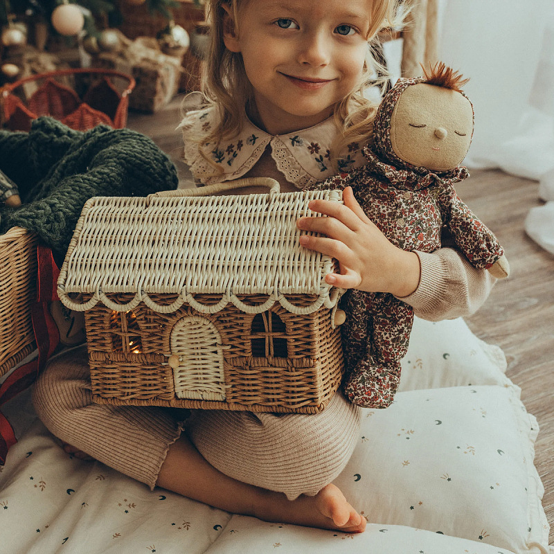 Casa nórdica bolsa de tejido casa juguetes para niños bolsas de mano cestas de paja cubierta cestas de almacenamiento accesorios de fotografía