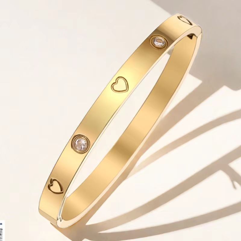 Pulsera de acero de titanio para niñas nicho de sentido de alto grado cielo estrellado no se desvanece Diamante-incrustado exquisito diamante ins estilo completo pulsera de diamantes