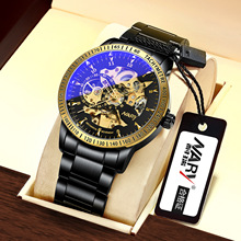 NARY/耐瑞严选全自动机械表男士镂空透底商务防水手表批发18026