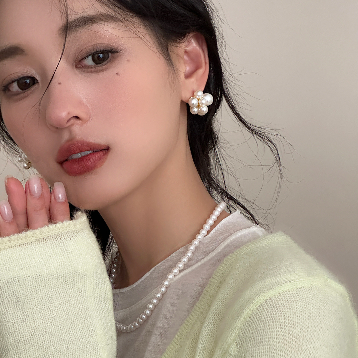 精緻甜美珍珠耳釘女森系小眾高級感氣質耳環輕奢百搭淑女風耳飾