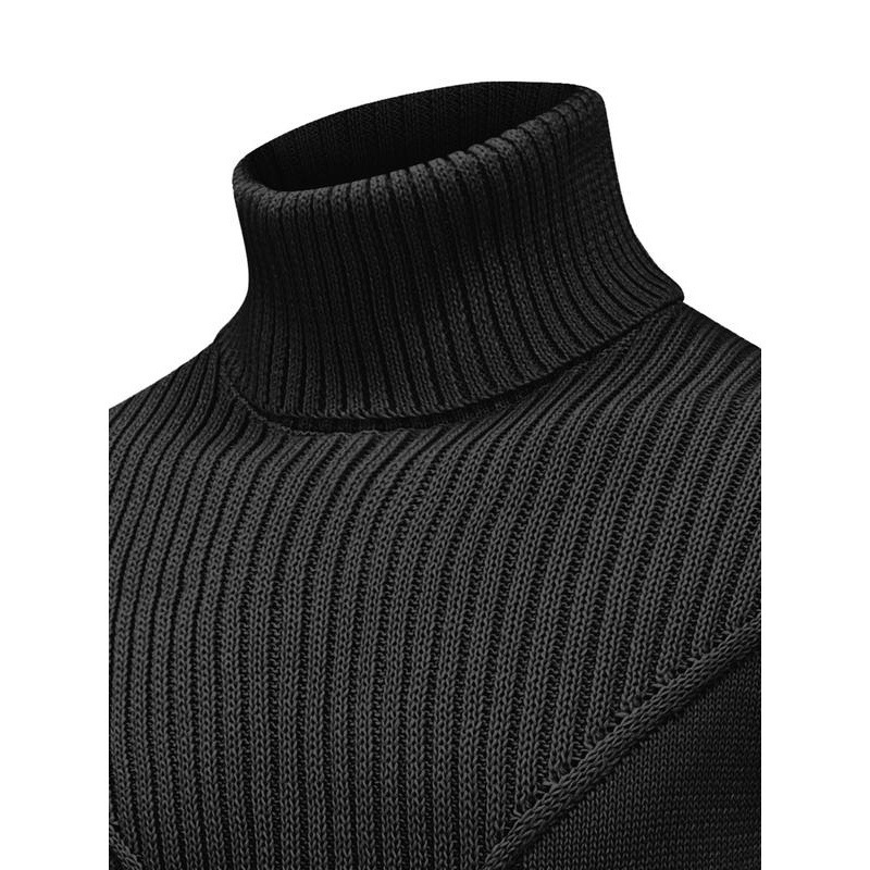 Men's Solid Color Textured Turtleneck Sweater Regular Fit|undefined