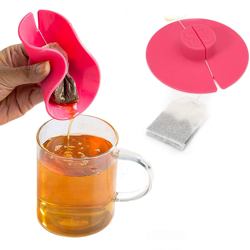 Food-Grade Silicone Cup Lid Sold Separately, Universal for Ceramic Mugs, Tea Bag Holder, Tea Infuser, Squeeze Device, Pink Cup Lid