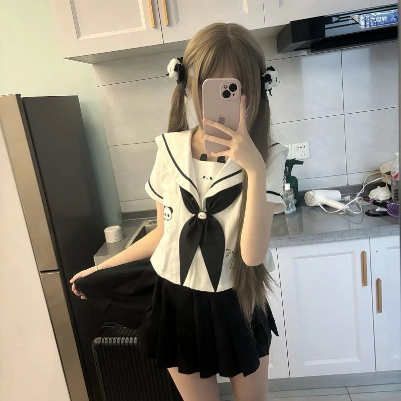 JK 制服トップス子供服セーラー服スーツかわいいソフトガール日本プリーツスカート 2 点セット夏 1 個送料無料|undefined