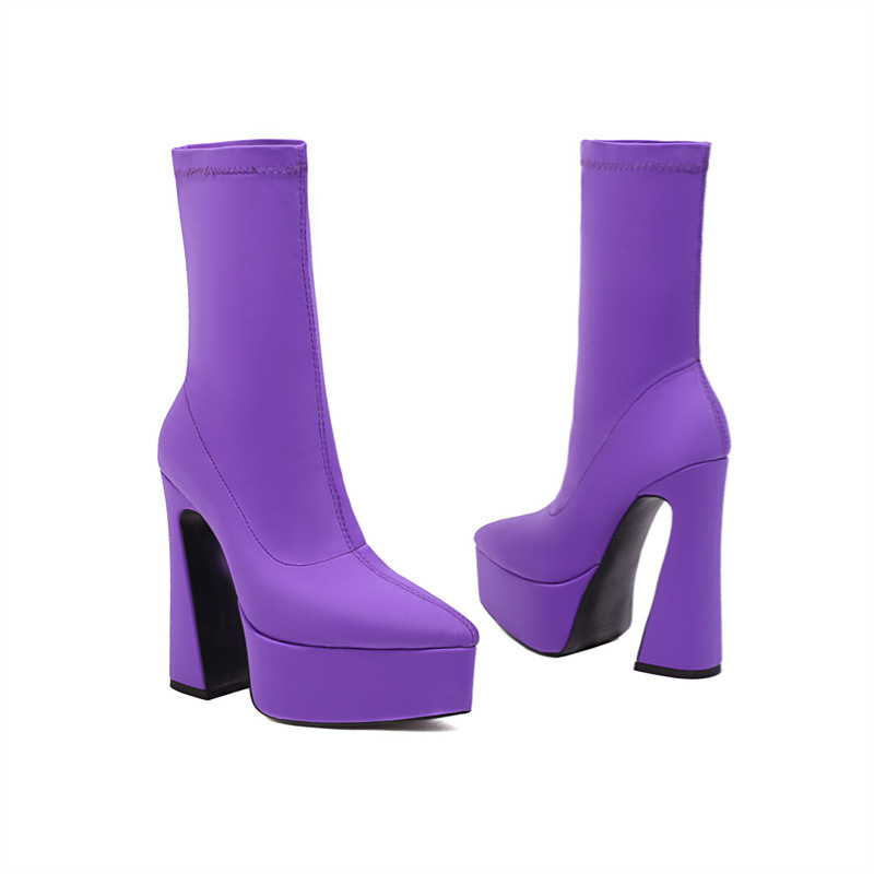 Woman Fashion Ankle Boots Winter New Arrival Thick Heel Pointed Toe Suede Low-Heel Booties Plus Size 40-43_vogvips.com