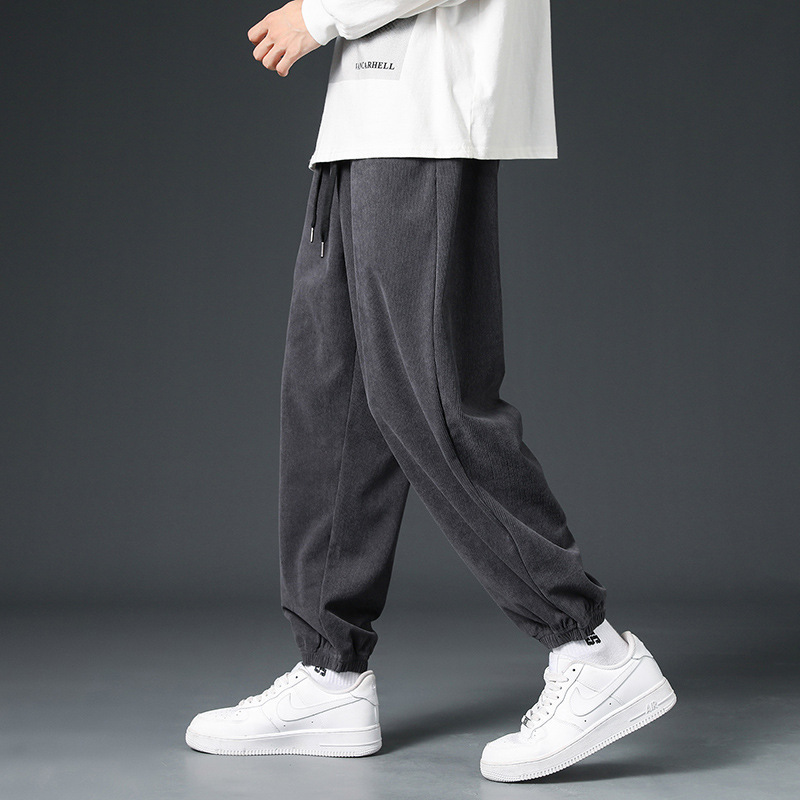 Corduroy Men's Pants Summer Sports Pants Boys Tie-up Trendy Brand Spring and Autumn Sweatpants Loose Men's Casual Pants Corduroy Men's Pants Summer Sports Pants Boys Tie-up Trendy Brand Spring and Autumn Sweatpants Loose Men's Casual Pants