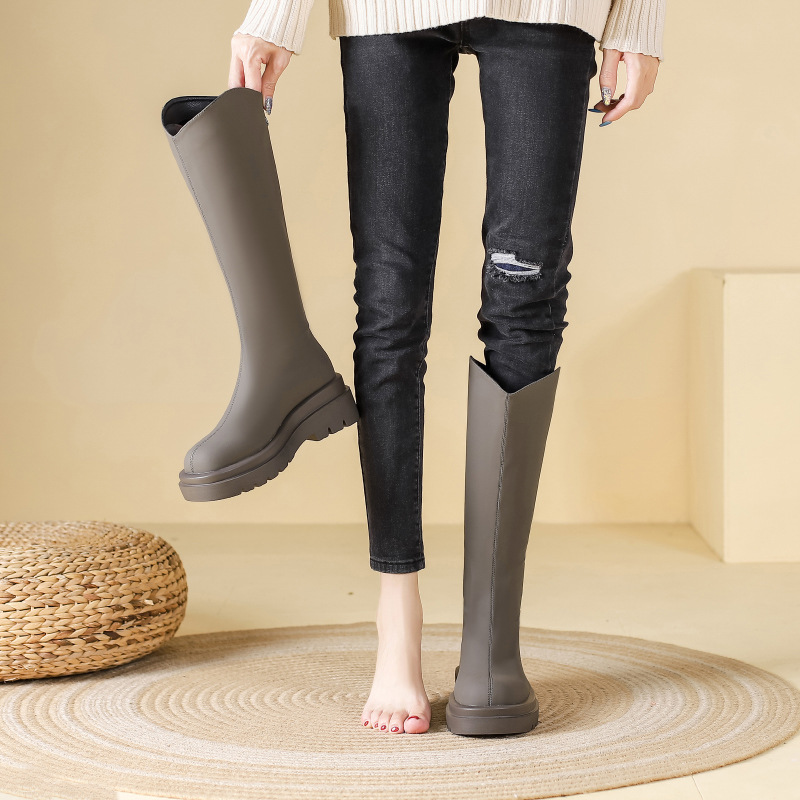 가을 2022 새로운 마틴 부츠 통통녀 넓어진 긴 부츠 두꺼운 바닥 크기 41-43 여성 부츠 무릎 높이 부츠