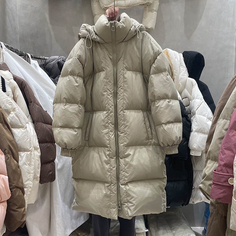 2025 New Winter Over-The-Knee Long down Jacket for Women Korean Style Northeast Quilt Thickeneded Casual Hooded Jacket