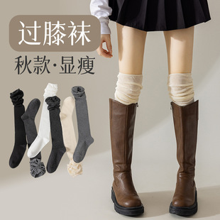 Combed Cotton Over-the-Knee Socks Calf Solid Color Spring and Autumn Women's Stockings Autumn Long Barrel All-Match JK Stockings Women's Japanese-Style Stockings