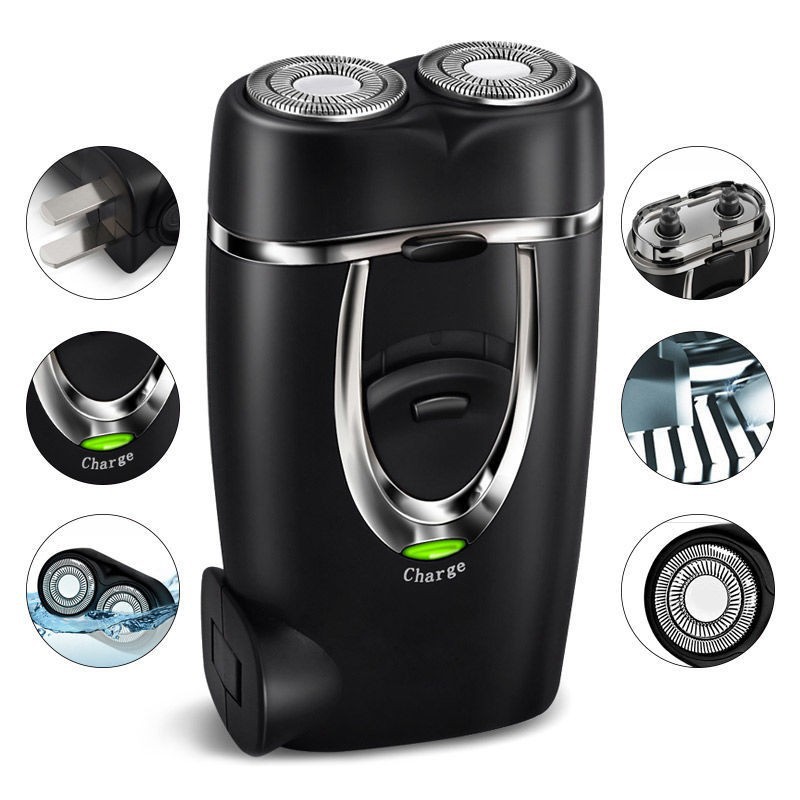 Double-Head Electric Shaver Built-In Rechargeable Beard Razor Men's Razor Double-Head Portable Beard Razor Factory Direct Sale