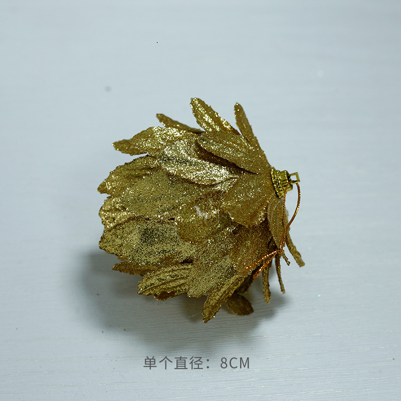 Decoraciones navideñas transfronterizas de 8cm redondas escamas de pescado navideñas vestidos de oro decoración láser bola colgante