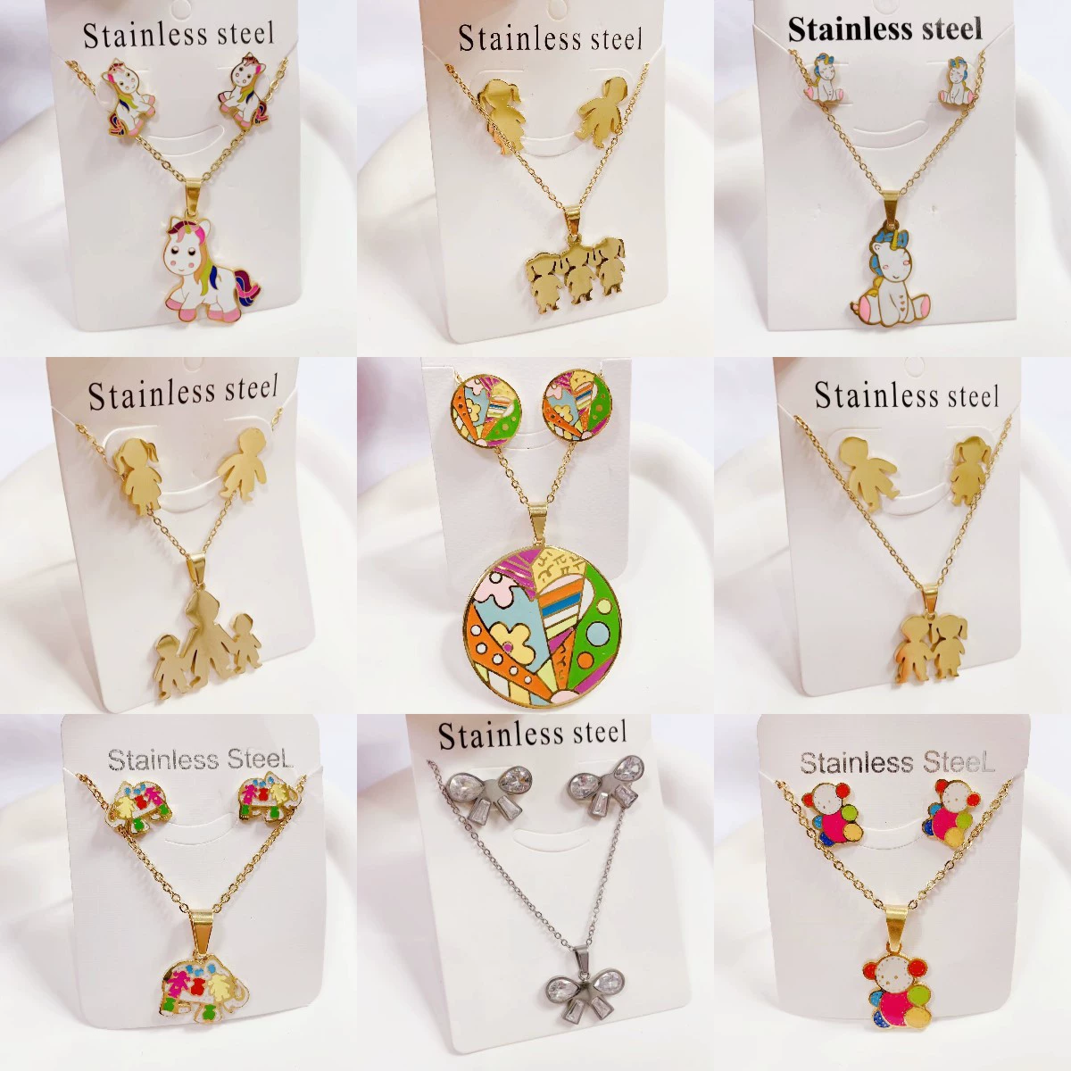 Новая специальная распродажа мода пони милый мультфильм титановая сталь ожерелье женский высокое качество с сохранением цвета ожерелье серьги набор