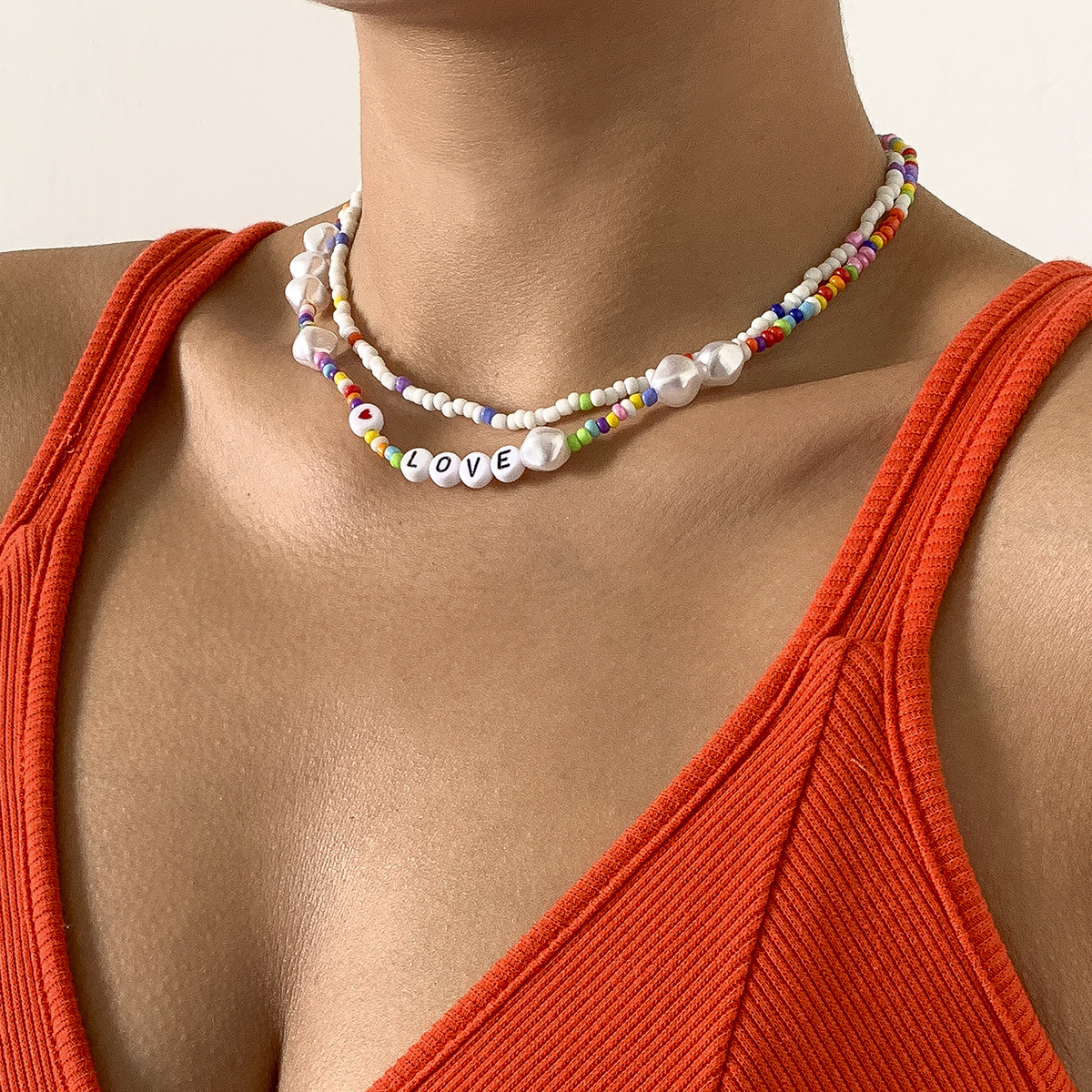 Retro mix match couleur couture perle lettre miyuki perles collier tress en gros nihaojewelrypicture1