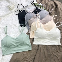 New seamless ice-silk beauty back bra, one-piece design for young girls—prevents wardrobe malfunctions, candy-colored, with delicate straps and a wire-free construction.